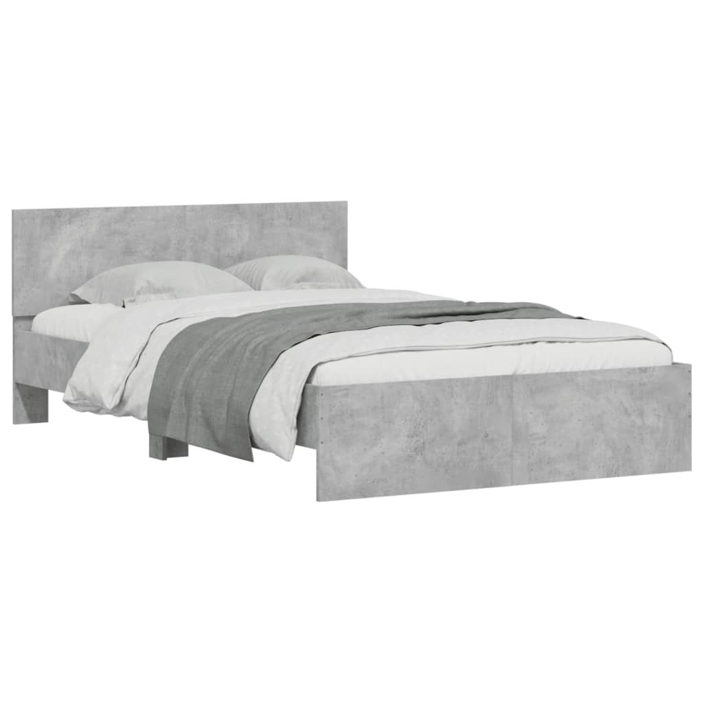 Bedframe met hoofdeinde betongrijs 120x200 cm