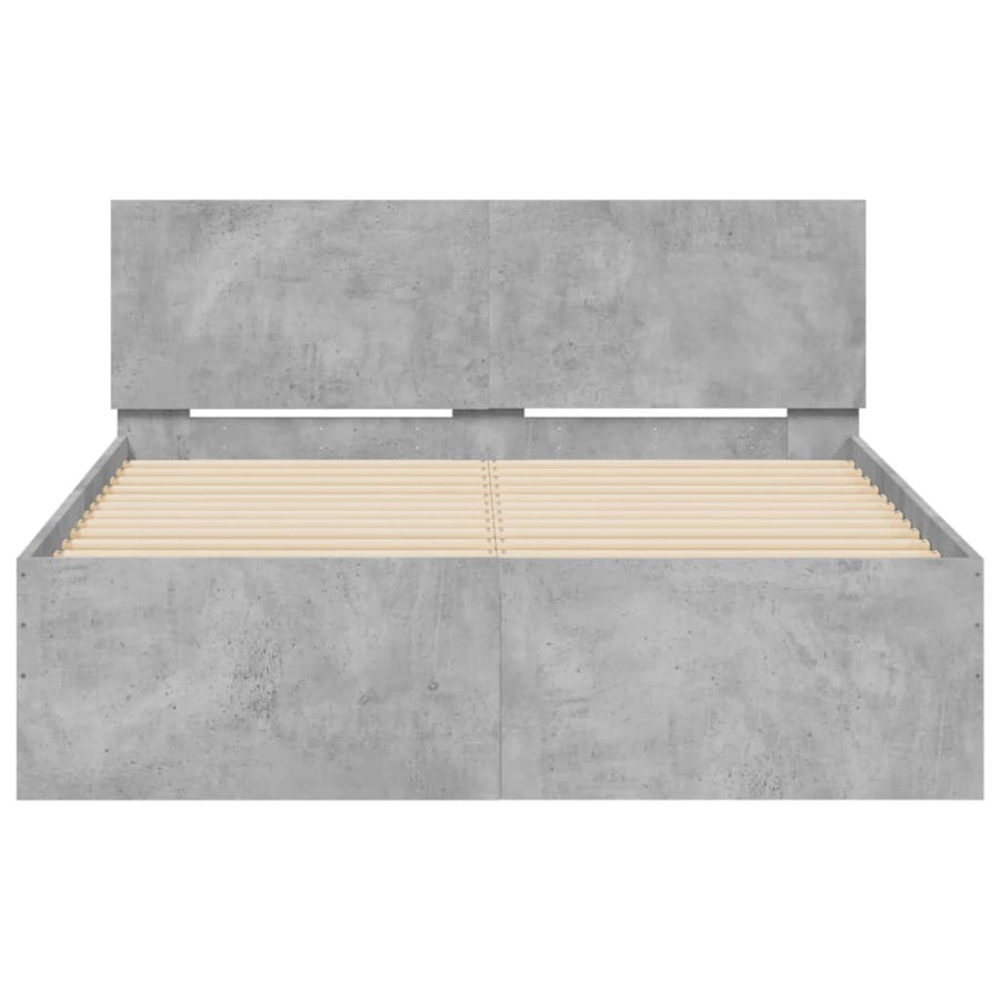 Bedframe met hoofdeinde betongrijs 120x200 cm