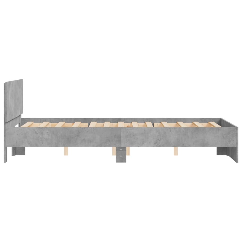 Bedframe met hoofdeinde betongrijs 120x200 cm
