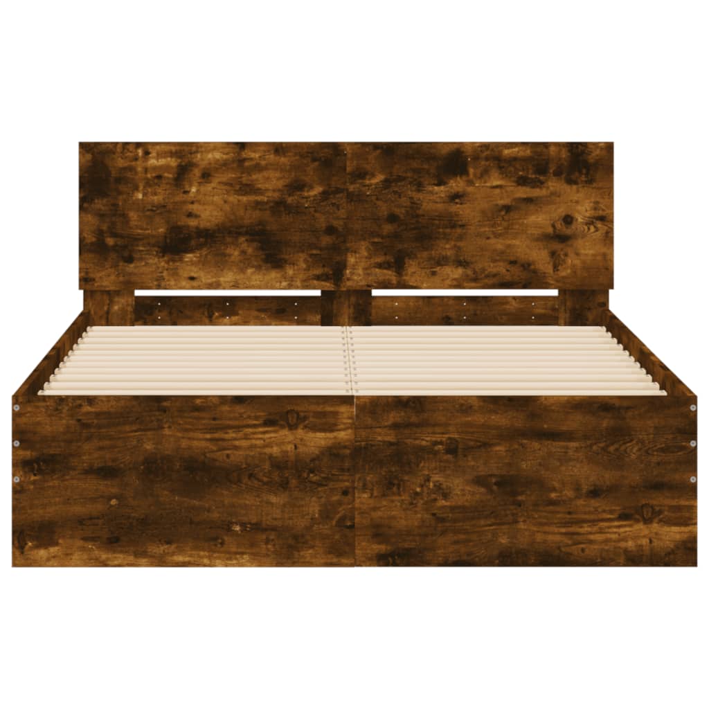 Bedframe met hoofdeinde gerookt eikenkleurig 120x200 cm