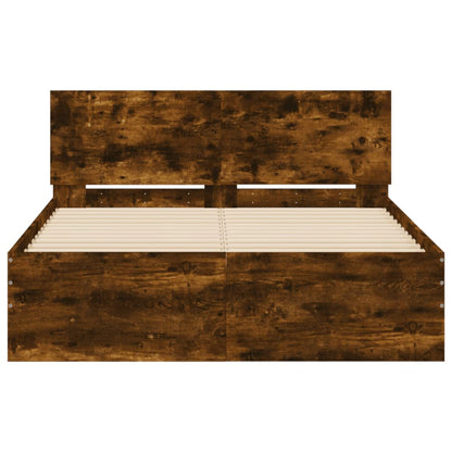 Bedframe met hoofdeinde gerookt eikenkleurig 120x200 cm