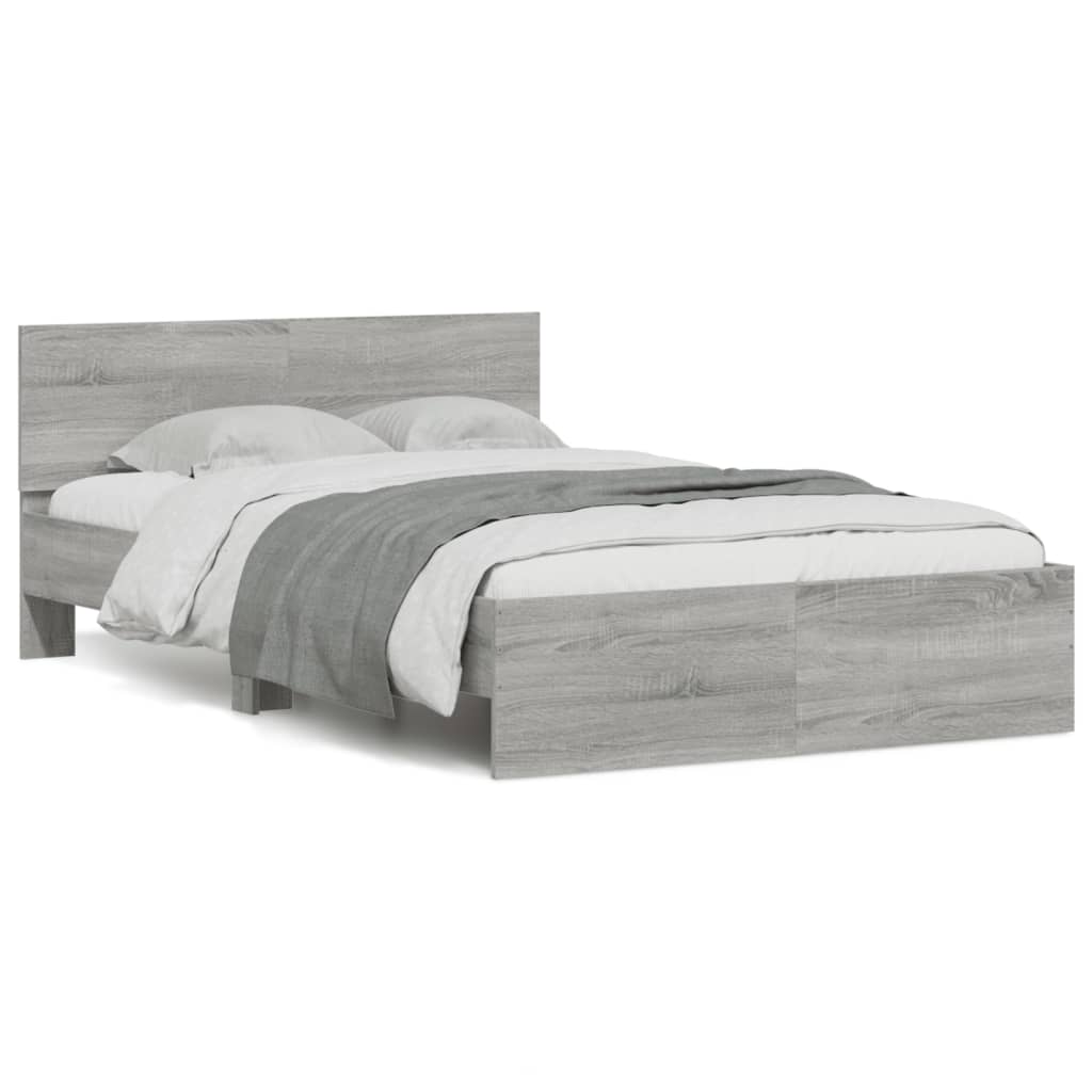 Bedframe met hoofdeinde grijs sonoma eikenkleurig 120x200 cm