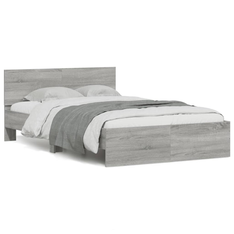 Bedframe met hoofdeinde grijs sonoma eikenkleurig 120x200 cm