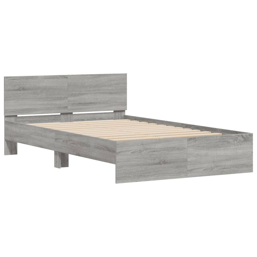Bedframe met hoofdeinde grijs sonoma eikenkleurig 120x200 cm