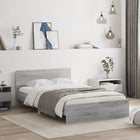 Bed frame with headboard grey Sonoma oak 120x200 cm