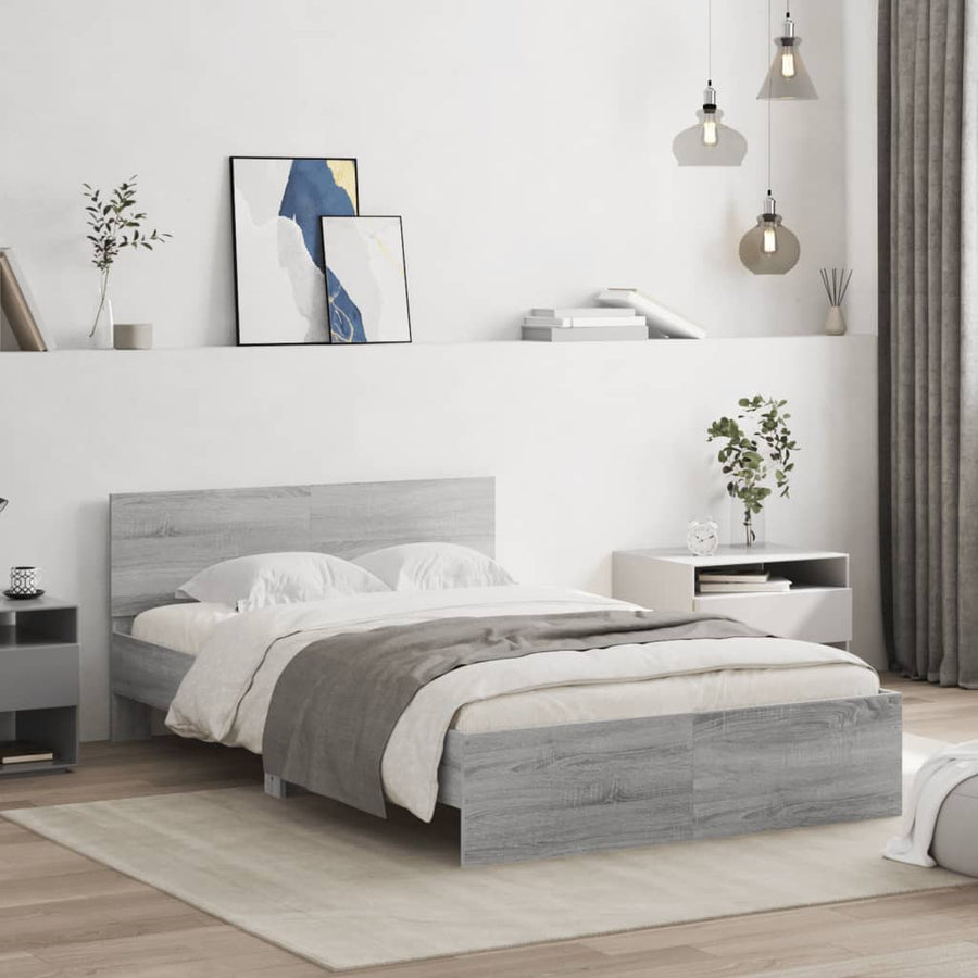Bedframe met hoofdeinde grijs sonoma eikenkleurig 120x200 cm