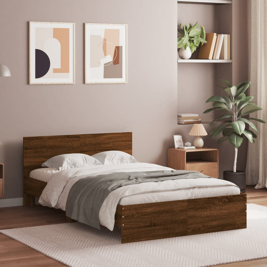 Bedframe met hoofdeinde bruin eikenkleurig 120x200 cm