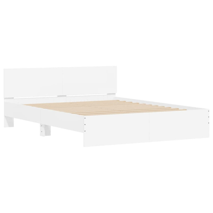 Bedframe met hoofdeinde wit 140x190 cm