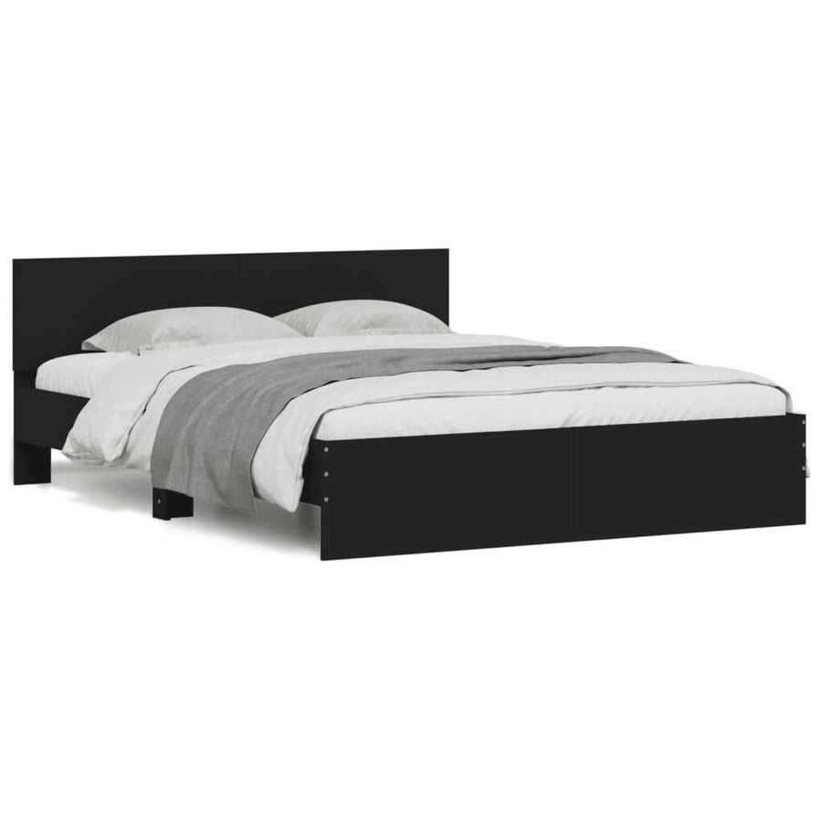 Bedframe met hoofdeinde zwart 140x190 cm