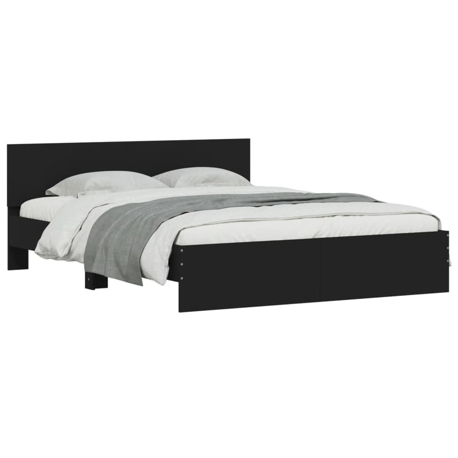 Bedframe met hoofdeinde zwart 140x190 cm