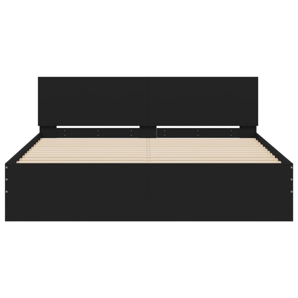 Bedframe met hoofdeinde zwart 140x190 cm