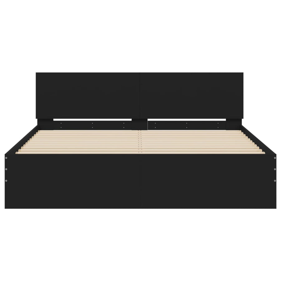 Bedframe met hoofdeinde zwart 140x190 cm