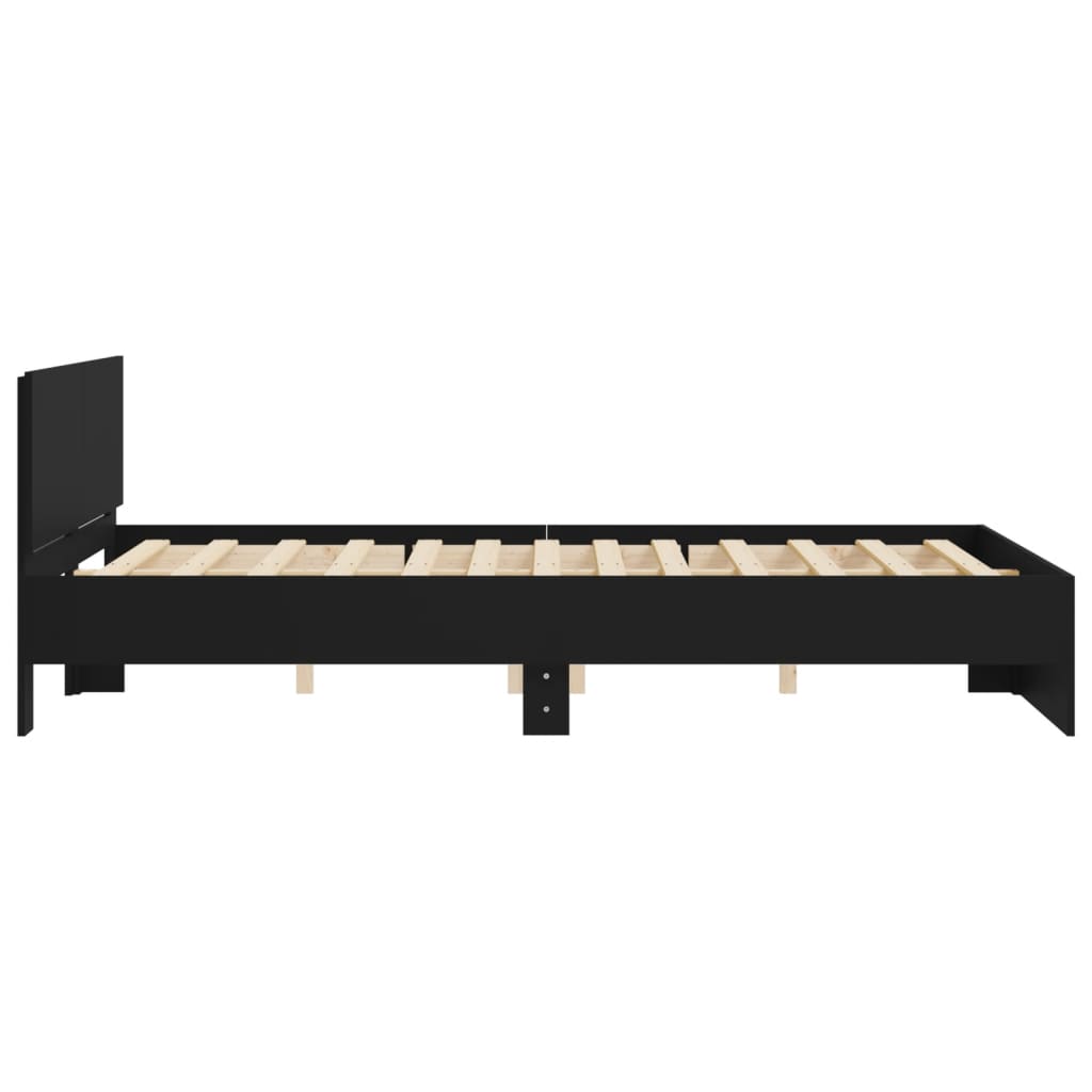 Bedframe met hoofdeinde zwart 140x190 cm