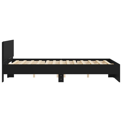 Bedframe met hoofdeinde zwart 140x190 cm