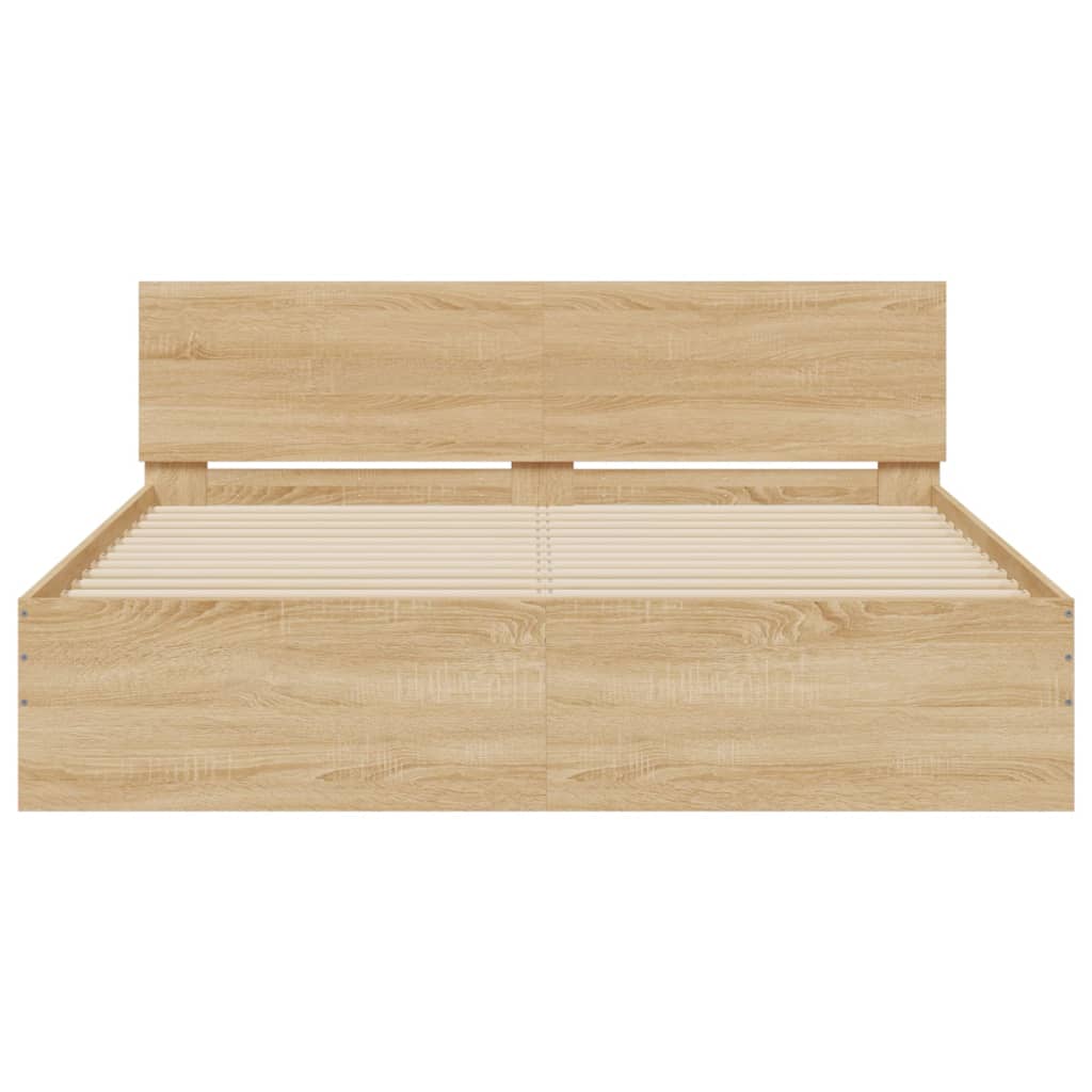 Bedframe met hoofdeinde sonoma eikenkleurig 140x190 cm