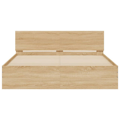 Bedframe met hoofdeinde sonoma eikenkleurig 140x190 cm