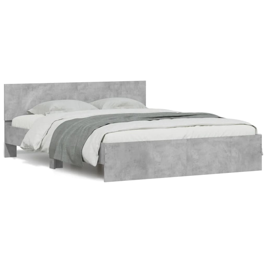 Bedframe met hoofdeinde betongrijs 140x190 cm