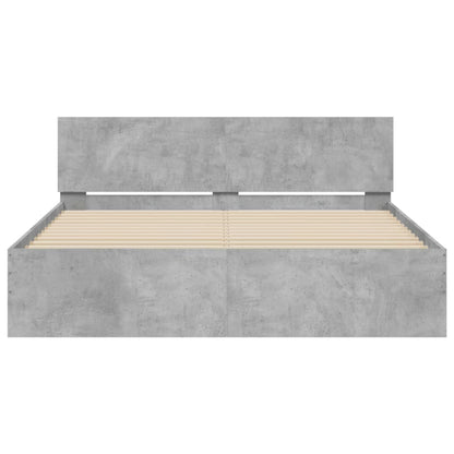 Bedframe met hoofdeinde betongrijs 140x190 cm