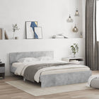 Concrete Grey Bed Frame with Headboard 140x190 cm