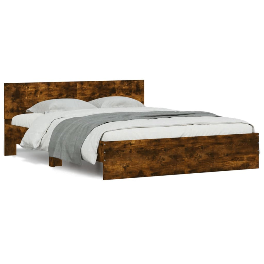 Bedframe met hoofdeinde gerookt eikenkleurig 140x190 cm