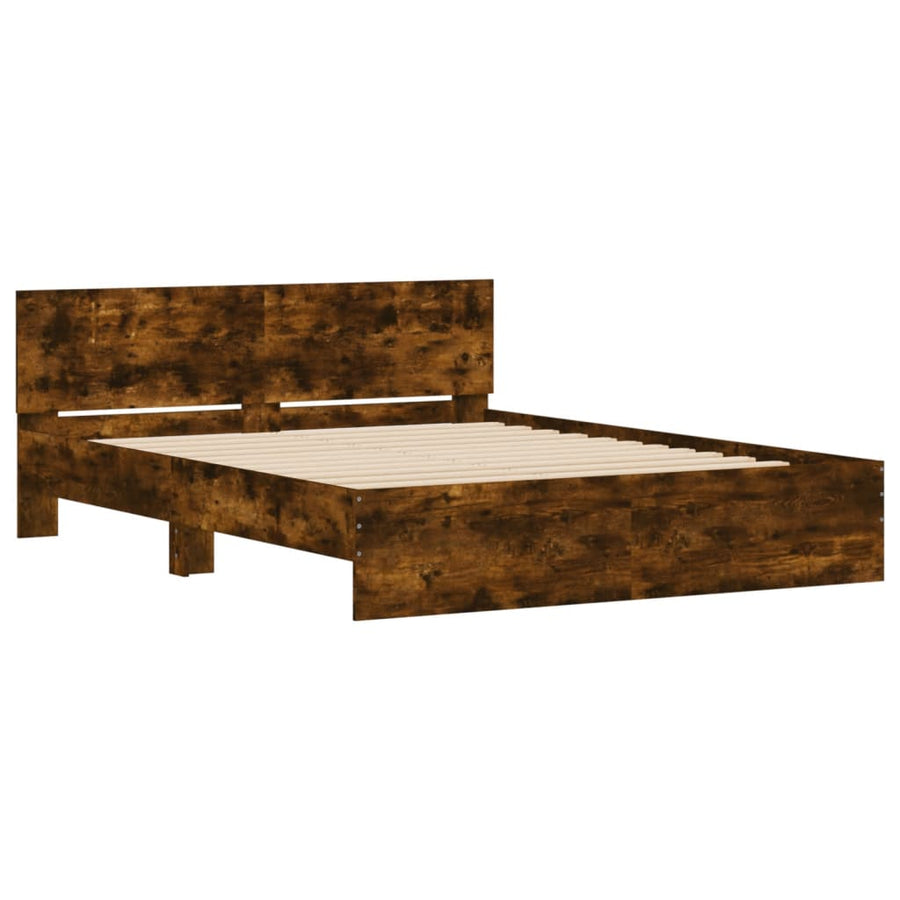 Bedframe met hoofdeinde gerookt eikenkleurig 140x190 cm