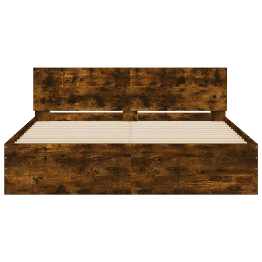 Bedframe met hoofdeinde gerookt eikenkleurig 140x190 cm