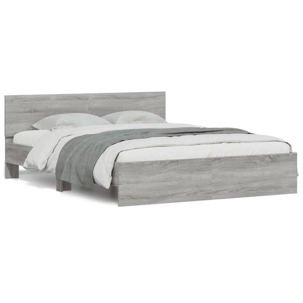 Bedframe met hoofdeinde grijs sonoma eikenkleurig 140x190 cm