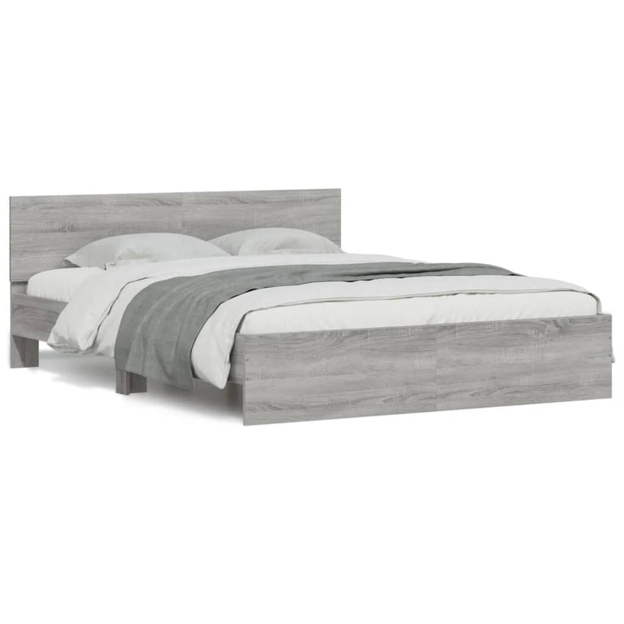 Bedframe met hoofdeinde grijs sonoma eikenkleurig 140x190 cm