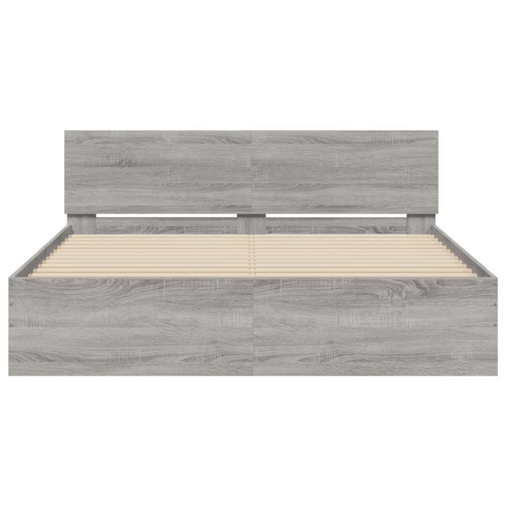 Bedframe met hoofdeinde grijs sonoma eikenkleurig 140x190 cm