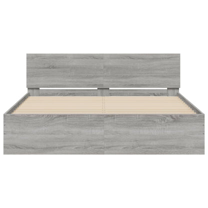 Bedframe met hoofdeinde grijs sonoma eikenkleurig 140x190 cm