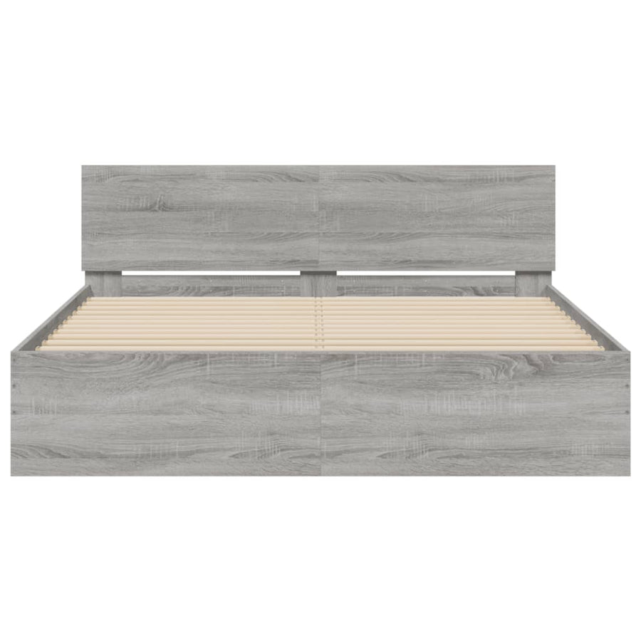 Bedframe met hoofdeinde grijs sonoma eikenkleurig 140x190 cm