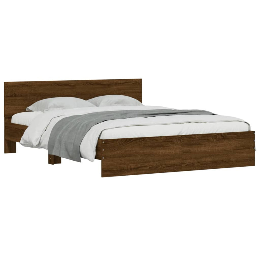 Bedframe met hoofdeinde bruineikenkleurig 140x190 cm