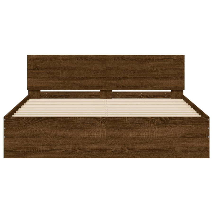Bedframe met hoofdeinde bruineikenkleurig 140x190 cm