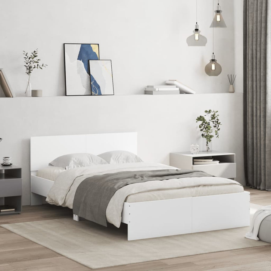 Bedframe Met Hoofdeinde Wit 135 x 190 cm