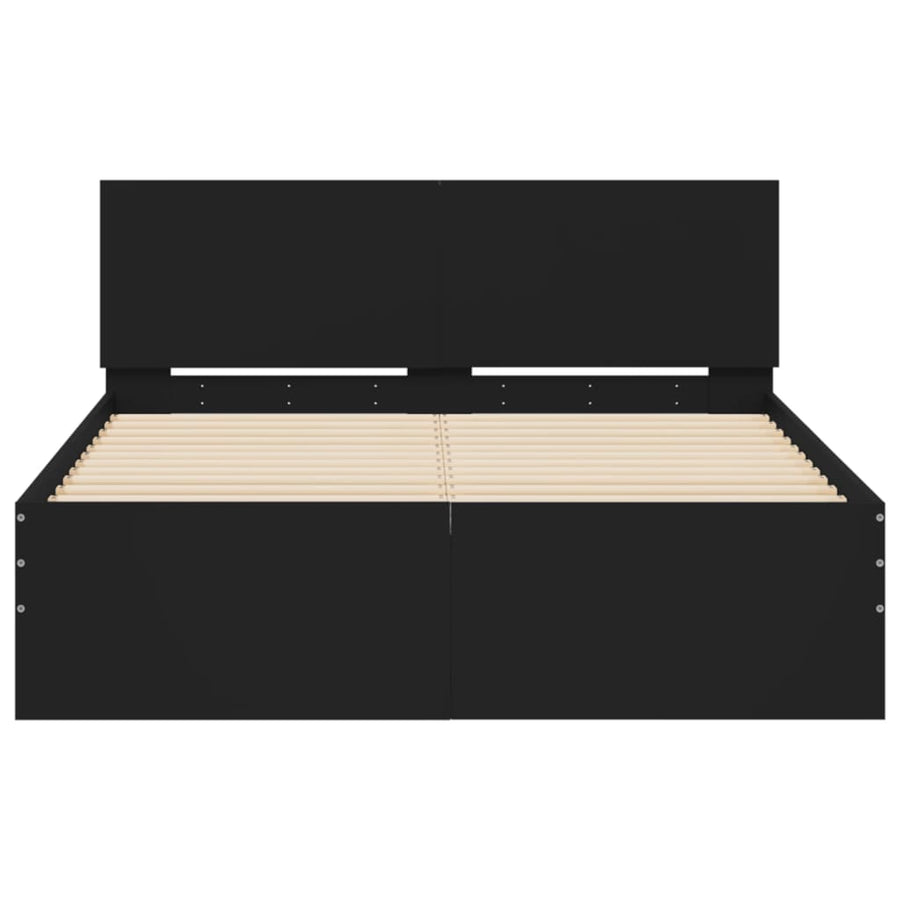 Bedframe Met Hoofdeinde Zwart 135 x 190 cm