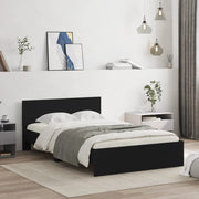 Bedframe met hoofdeinde zwart 135x190 cm