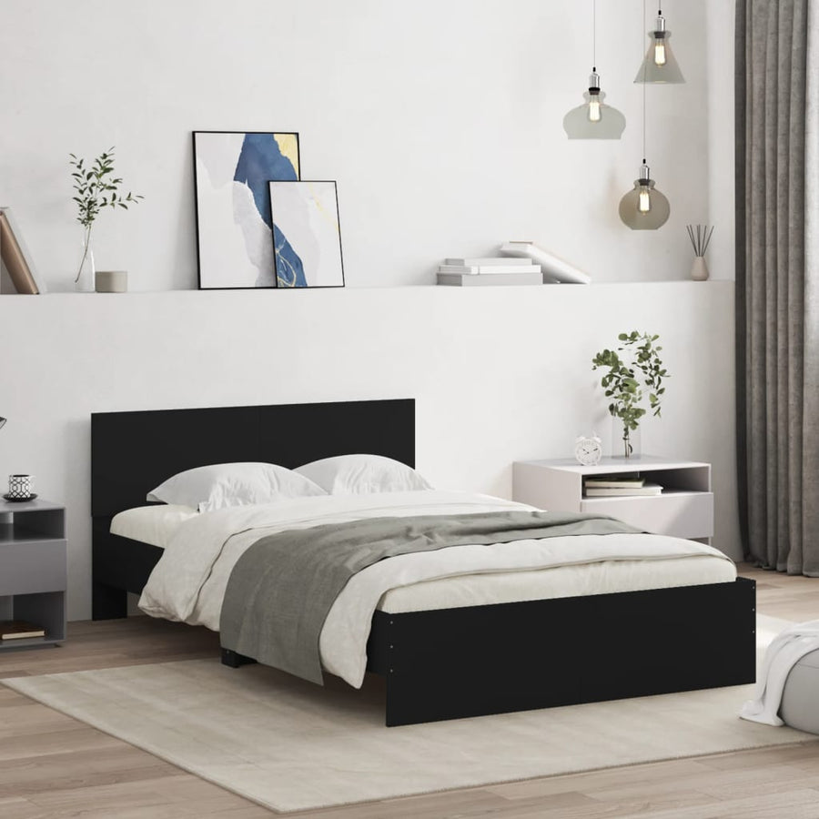 Bedframe Met Hoofdeinde Zwart 135 x 190 cm