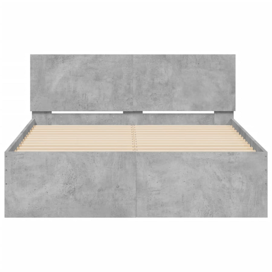 Bedframe Met Hoofdeinde Betongrijs 135 x 190 cm