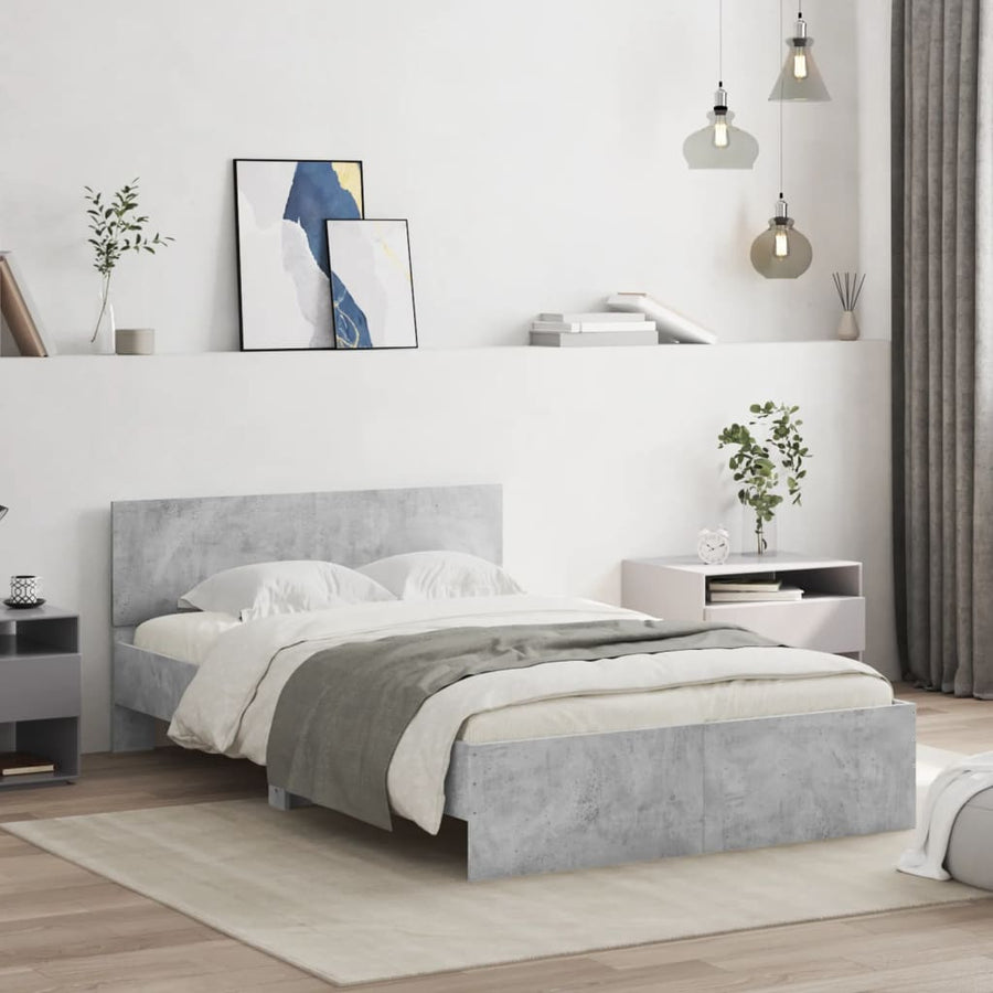 Bedframe Met Hoofdeinde Betongrijs 135 x 190 cm