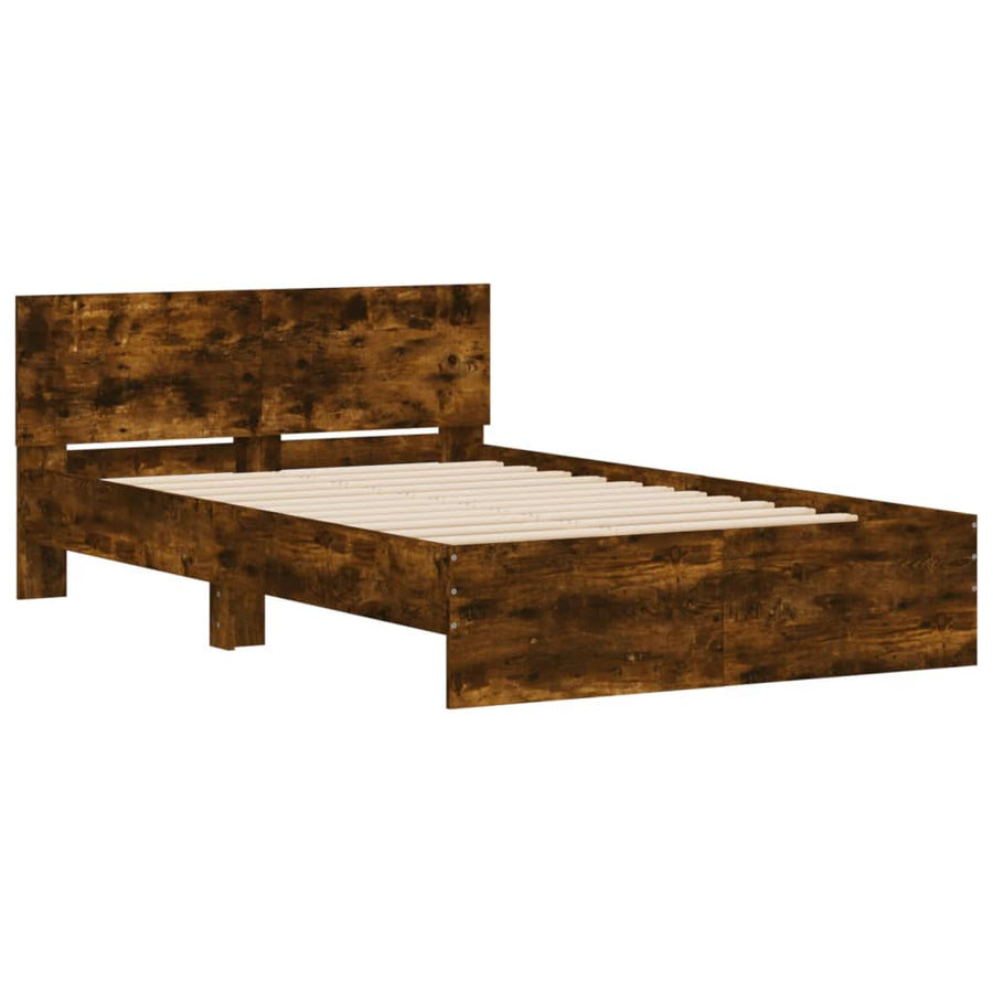 Bedframe Met Hoofdeinde Kleurig Gerookt eiken 135 x 190 cm