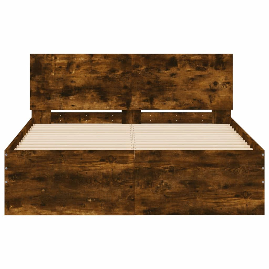 Bedframe Met Hoofdeinde Kleurig Gerookt eiken 135 x 190 cm