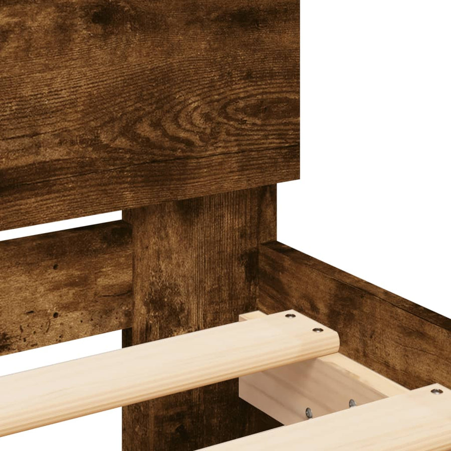 Bedframe Met Hoofdeinde Kleurig Gerookt eiken 135 x 190 cm