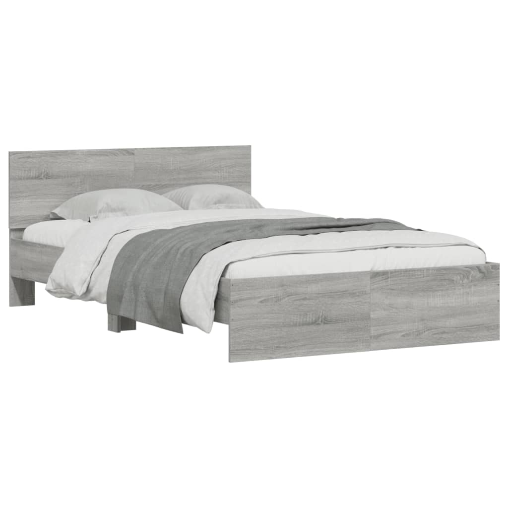 Bedframe met hoofdeinde grijs sonoma eikenkleurig 135x190 cm 135 x 190 cm Grijs sonoma