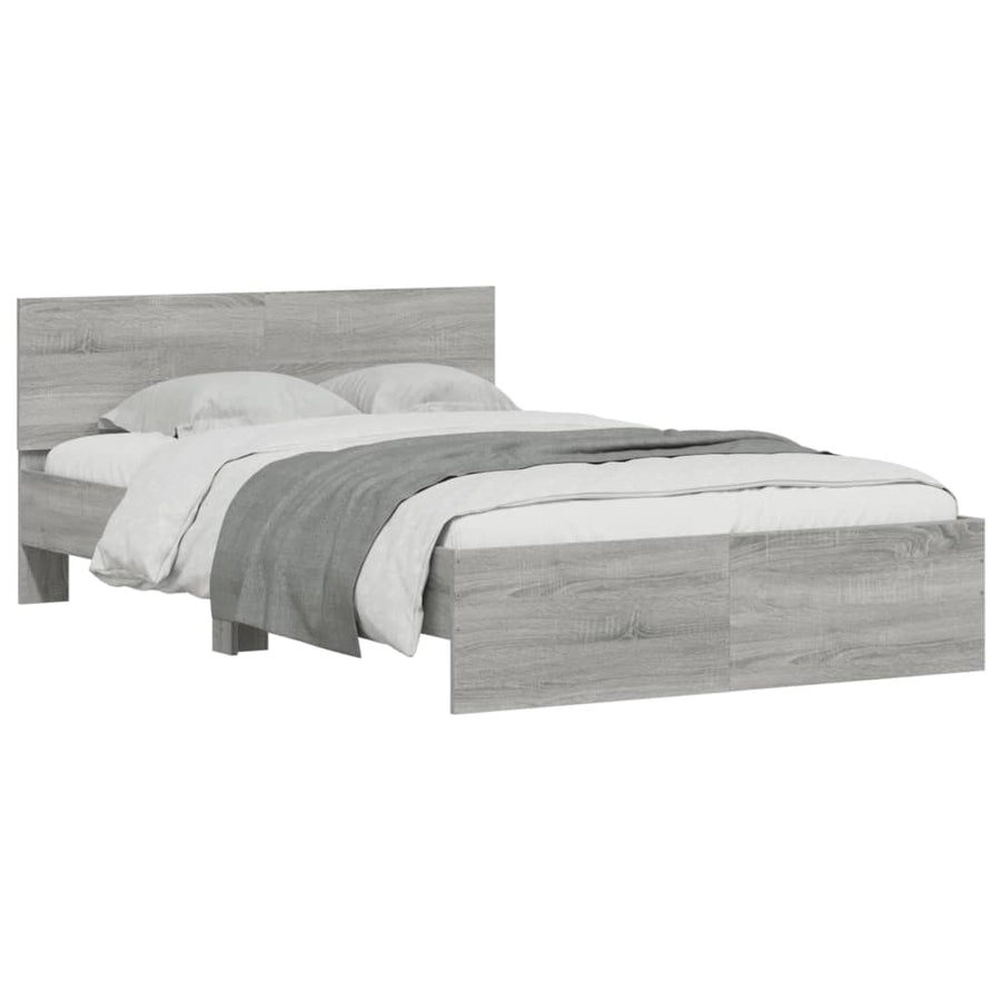 Bedframe met hoofdeinde grijs sonoma eikenkleurig 135x190 cm 135 x 190 cm Grijs sonoma
