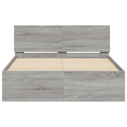 Bedframe met hoofdeinde grijs sonoma eikenkleurig 135x190 cm 135 x 190 cm Grijs sonoma