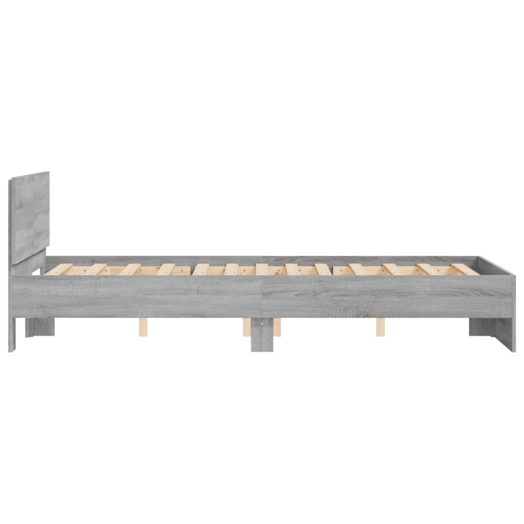 Bedframe met hoofdeinde grijs sonoma eikenkleurig 135x190 cm 135 x 190 cm Grijs sonoma