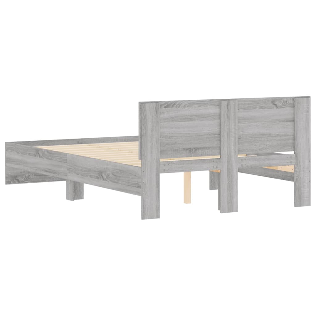Bedframe met hoofdeinde grijs sonoma eikenkleurig 135x190 cm 135 x 190 cm Grijs sonoma