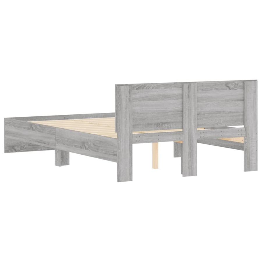 Bedframe met hoofdeinde grijs sonoma eikenkleurig 135x190 cm 135 x 190 cm Grijs sonoma