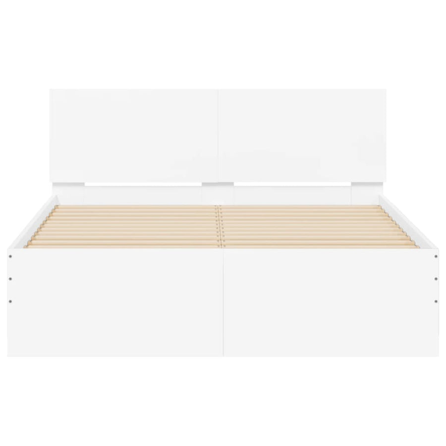 Bedframe met hoofdeinde wit 120x190 cm