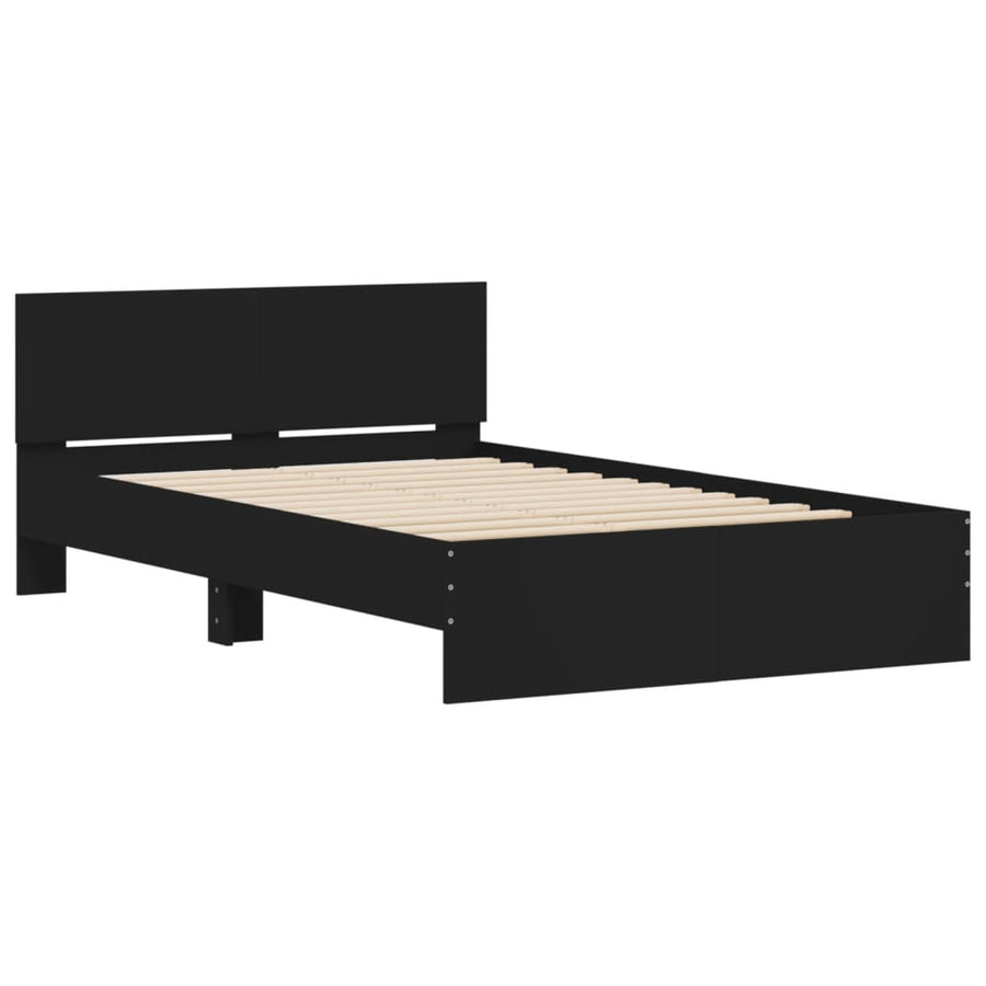 Bedframe met hoofdeinde zwart 120x190 cm